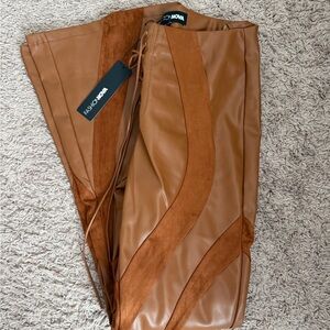 Fashion Nova Tan Faux Leather Skirt